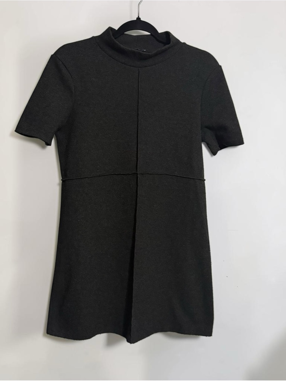 Zara Black Short Sleeve Mock Neck Knit Dress